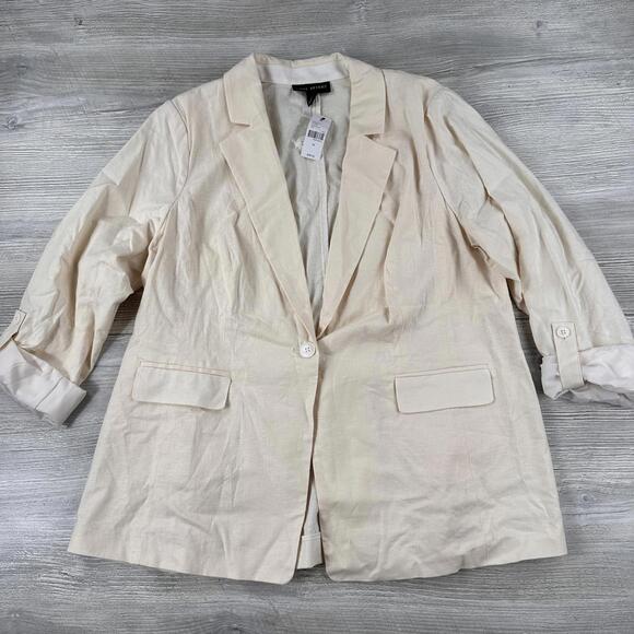 Lane Bryant Jackets & Blazers - Lane Bryant Summer Blazer Womens 16 Peach Cream Colored Linen Rayon Blend NWT